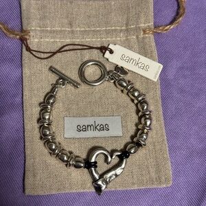 Samkas Silver Heart Charm Bracelet